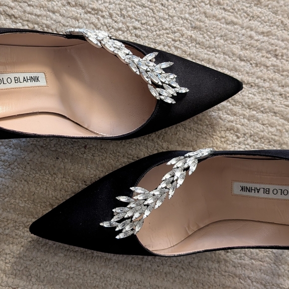 Manolo Blahnik Black Heels with Crystal Accents - Picture 6 of 12